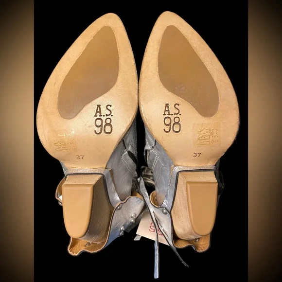 A.S.98 Metallic Silver BRODERICK Women’s Leather Booties • Size 7 • New in Box - Picture 5 of 6